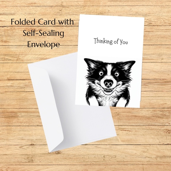 Whimsical Border Collie Blank Notecards with Peel and Stick Envelopes - Picture 6 of 11